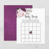 Deep Velvet Floral Baby shower Bingo (Voorkant / Achterkant)