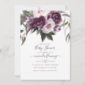 Deep Velvet Floral Baby shower Kaart (Voorkant)