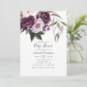 Deep Velvet Floral Baby shower Kaart (Staand voorkant)