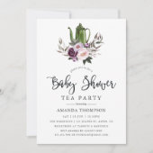 Deep Velvet Floral Baby shower Tea Party Kaart (Voorkant)