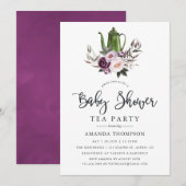 Deep Velvet Floral Baby shower Tea Party Kaart (Voorkant / Achterkant)