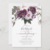 Deep Velvet Floral Bat Mitzvah Kaart (Voorkant)