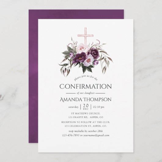 Deep Velvet Floral Bevestiging Kaart (Voorkant / Achterkant)