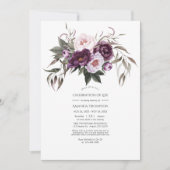 Deep Velvet Floral Celebration of Life Photo Invit Kaart (Voorkant)