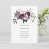 Deep Velvet Floral Celebration of Life Photo Invit Kaart (Staand voorkant)