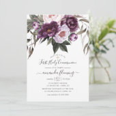 Deep Velvet Floral Eerste Heilige Communie Kaart (Staand voorkant)