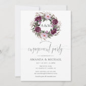 Deep Velvet Floral Monogram Engagement Party Kaart (Voorkant)
