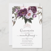 Deep Velvet Floral Quinceañera Kaart (Voorkant)