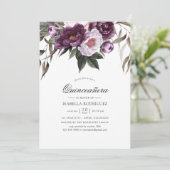 Deep Velvet Floral Quinceañera Kaart (Staand voorkant)