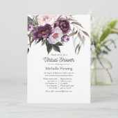 Deep Velvet Floral Virtual Baby shower Kaart (Staand voorkant)