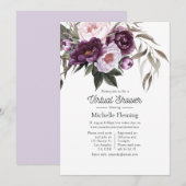 Deep Velvet Floral Virtual Baby shower Kaart (Voorkant / Achterkant)