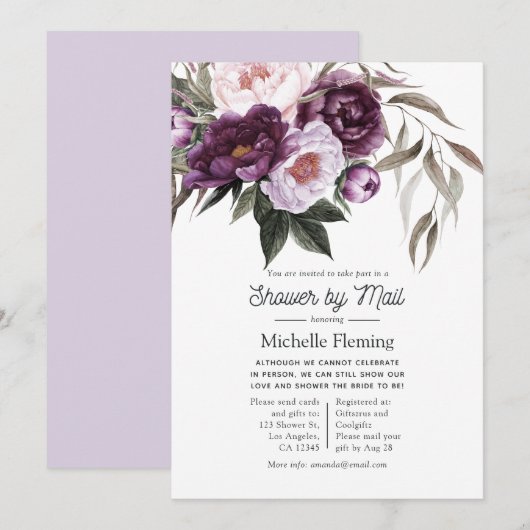 Deep Velvet Floral Vrijgezellenfeest per post Kaart (Voorkant / Achterkant)