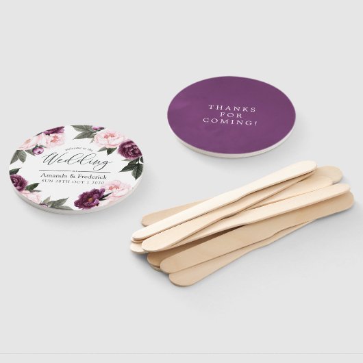 Deep Velvet Floral Wedding Favor Handwaaier (Niet-gemonteerd)