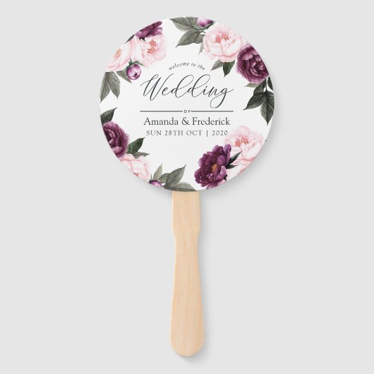 Deep Velvet Floral Wedding Favor Handwaaier (Voorkant)
