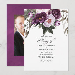 Deep Velvet Floral Wedding Foto Kaart