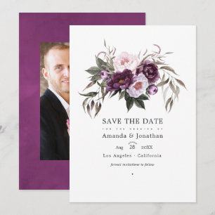 Deep Velvet Floral Wedding Foto Save The Date