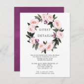 Deep Velvet Floral Wedding Guest Details Informatiekaartje (Voorkant / Achterkant)