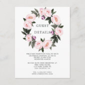 Deep Velvet Floral Wedding Guest Details Informatiekaartje (Voorkant)