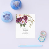 Deep Velvet Floral Wedding Invitation Flyer (Enkel)