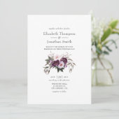 Deep Velvet Floral Wedding Kaart (Staand voorkant)