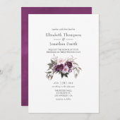 Deep Velvet Floral Wedding Kaart (Voorkant / Achterkant)