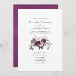 Deep Velvet Floral Wedding Kaart