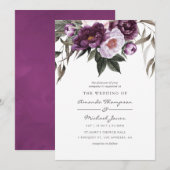 Deep Velvet Floral Wedding Kaart (Voorkant / Achterkant)