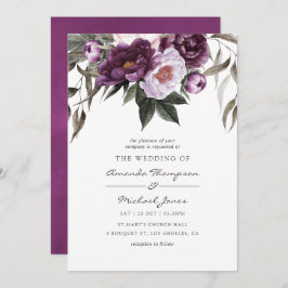 Deep Velvet Floral Wedding Kaart