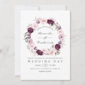 Deep Velvet Floral Wedding Kaart (Voorkant)
