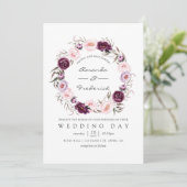 Deep Velvet Floral Wedding Kaart (Staand voorkant)