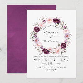 Deep Velvet Floral Wedding Kaart