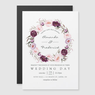 Deep Velvet Floral Wedding Magnetische Uitnodiging
