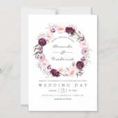 Deep Velvet Floral Wedding Magnetische Uitnodiging (Voorkant)
