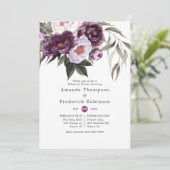 Deep Velvet Floral Wedding Rehearsal Dinner Kaart (Staand voorkant)