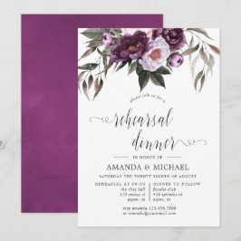 Deep Velvet Floral Wedding Rehearsal Dinner Kaart