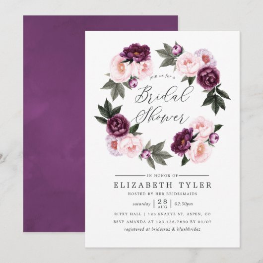 Deep Velvet Floral Wedding Vrijgezellenfeest Kaart (Voorkant / Achterkant)