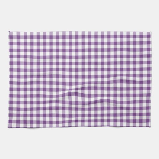 Deep Violet Paarse en witte Gingham Pattern Theedoek (Horizontaal)