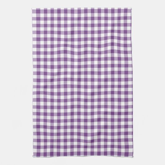 Deep Violet Paarse en witte Gingham Pattern Theedoek (Verticaal)