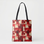 Deep Warmth Abstract - Rood, Crème, Zwart Geometri Tote Bag (Voorkant)