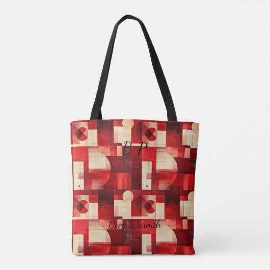 Deep Warmth Abstract - Rood, Crème, Zwart Geometri Tote Bag (Achterkant)