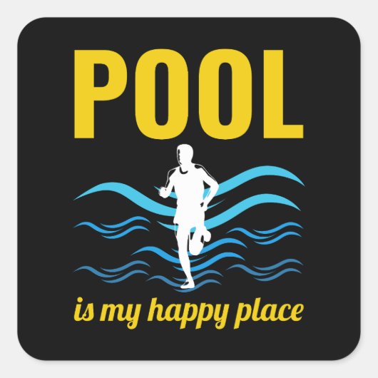 Deep Water Aqua jogging Pool Running Fitness Vierkante Sticker (Voorkant)