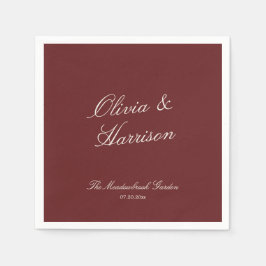 Deep Wine Classic Calligraphy Wedding Servet