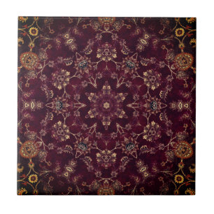 Deep Wine Maroon Bourgogne Kaleidoscoop Tegeltje
