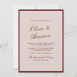 Deep Wine Old Money Calligraphy Wedding Invitation Kaart