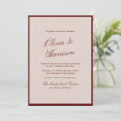 Deep Wine Old Money Calligraphy Wedding Invitation Kaart (Staand voorkant)