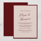 Deep Wine Old Money Calligraphy Wedding Invitation Kaart (Voorkant / Achterkant)