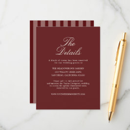 Deep Wine Old Money Striped Details Card Informatiekaartje