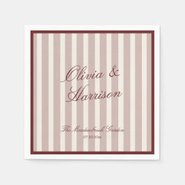Deep Wine Old Money Striped Wedding Napkins Servet