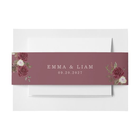 Deep Wine Old Money Wedding Belly Band Uitnodigingen Wikkel (Voorkant Voorbeeld)