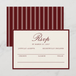 Deep Wine Old Money Wedding RSVP Card Informatiekaartje